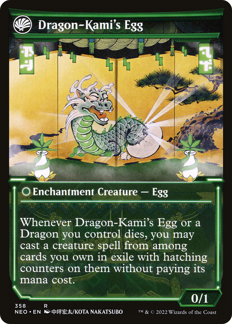 The Dragon-Kami Reborn // Dragon-Kami's Egg (NEO-358) - Kamigawa: Neon Dynasty: (Showcase, fandfc) Foil