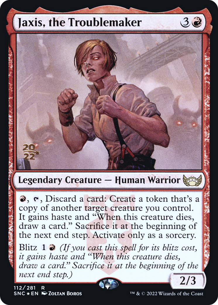 Jaxis, the Troublemaker (PRE-112S) - Streets of New Capenna Promos Foil