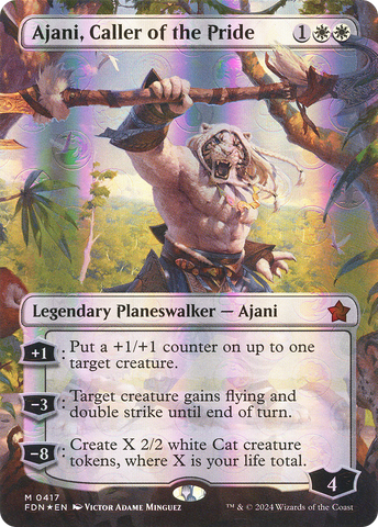 Ajani, Caller of the Pride (FDN-417) - Foundations (Borderless) Foil