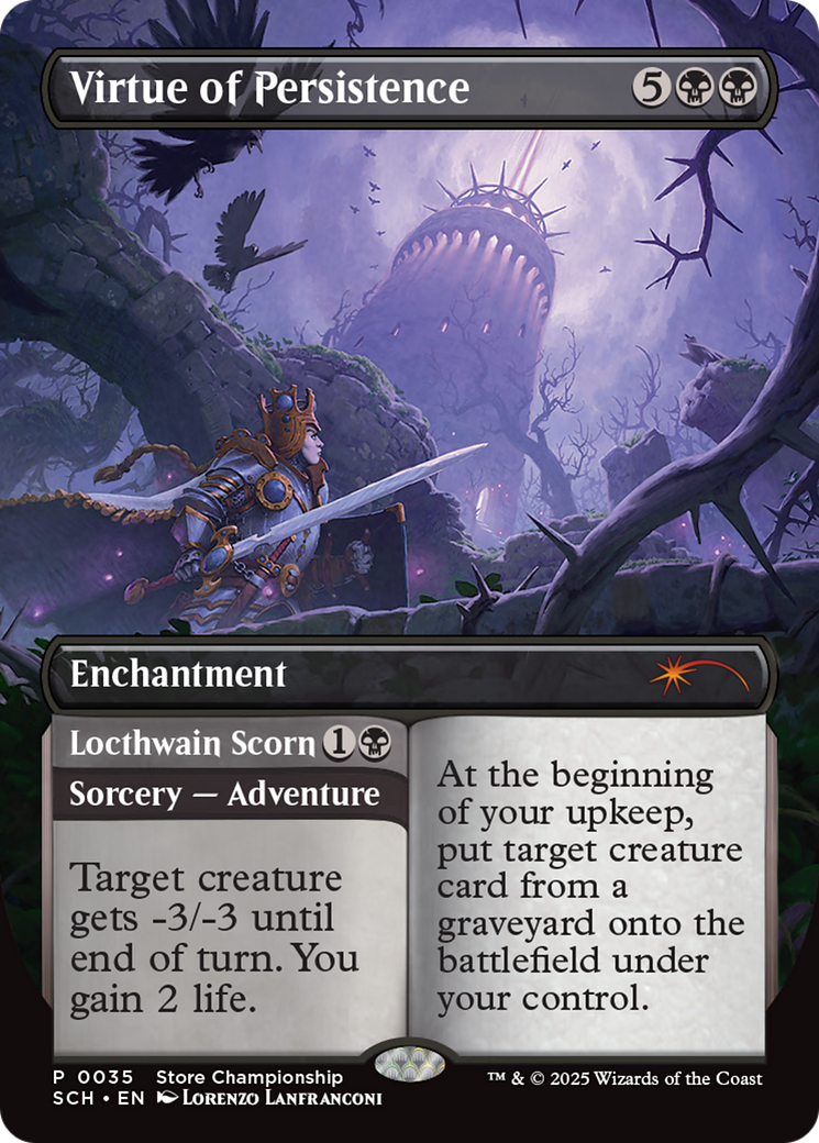 Virtue of Persistence // Locthwain Scorn (GAME-035) - Store Championships: (enchantment) (Borderless)