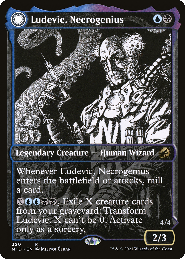 Ludevic, Necrogenius // Olag, Ludevic's Hubris (MID-320) - Innistrad: Midnight Hunt: (Showcase, Double Faced Transform) Foil