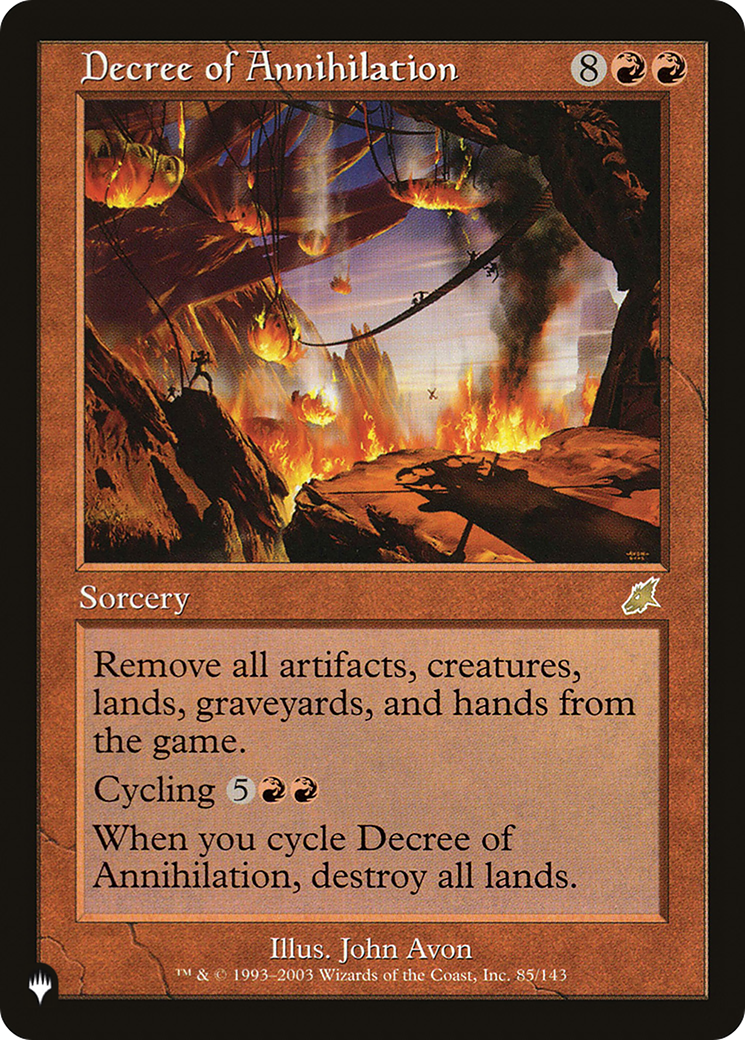 Decree of Annihilation (LIST-SCG-85) - The List