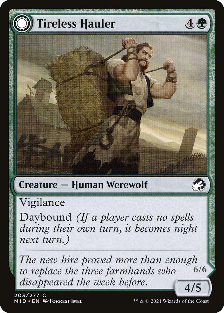 Tireless Hauler // Dire-Strain Brawler (MID-203) - Innistrad: Midnight Hunt: (Double Faced Transform) Foil