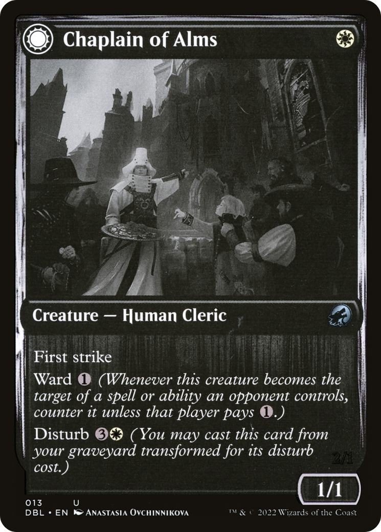 Chaplain of Alms // Chapel Shieldgeist (DBL-013) - Innistrad: Double Feature: (Double Faced Transform) Foil