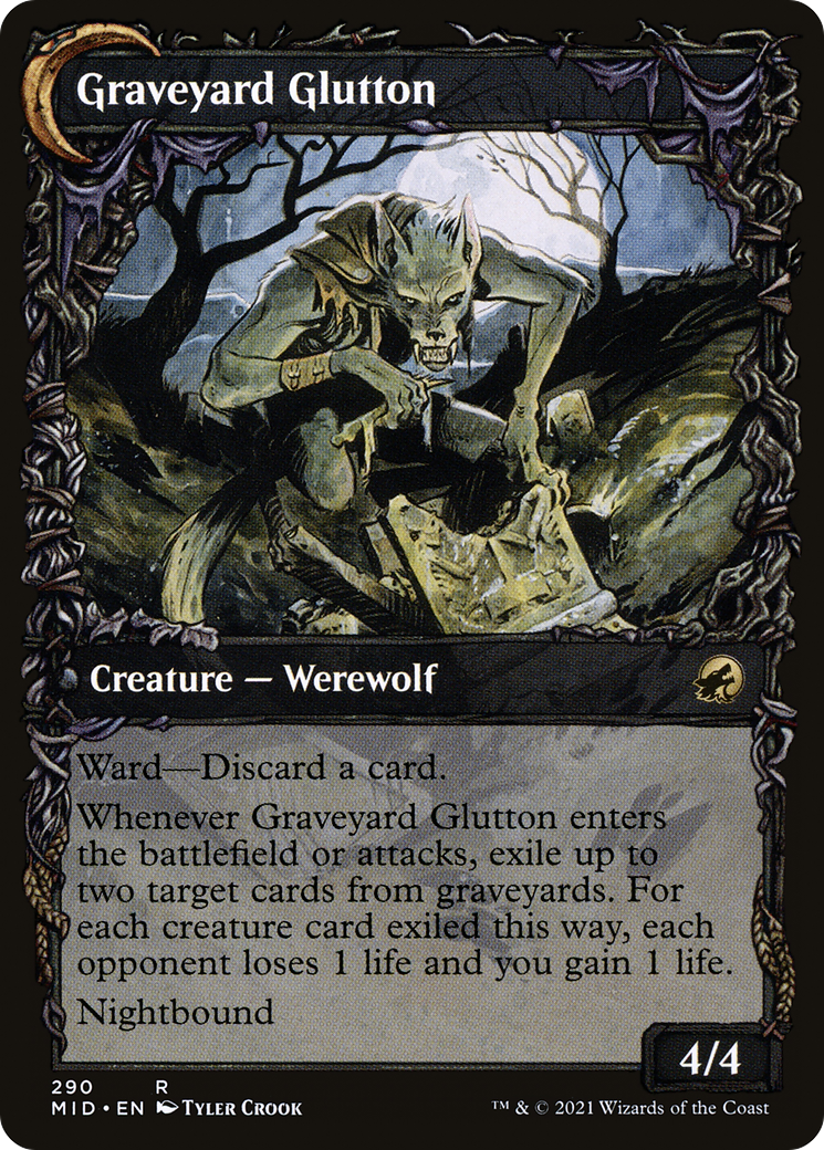 Graveyard Trespasser // Graveyard Glutton (MID-290) - Innistrad: Midnight Hunt: (Showcase, Double Faced Transform) Foil