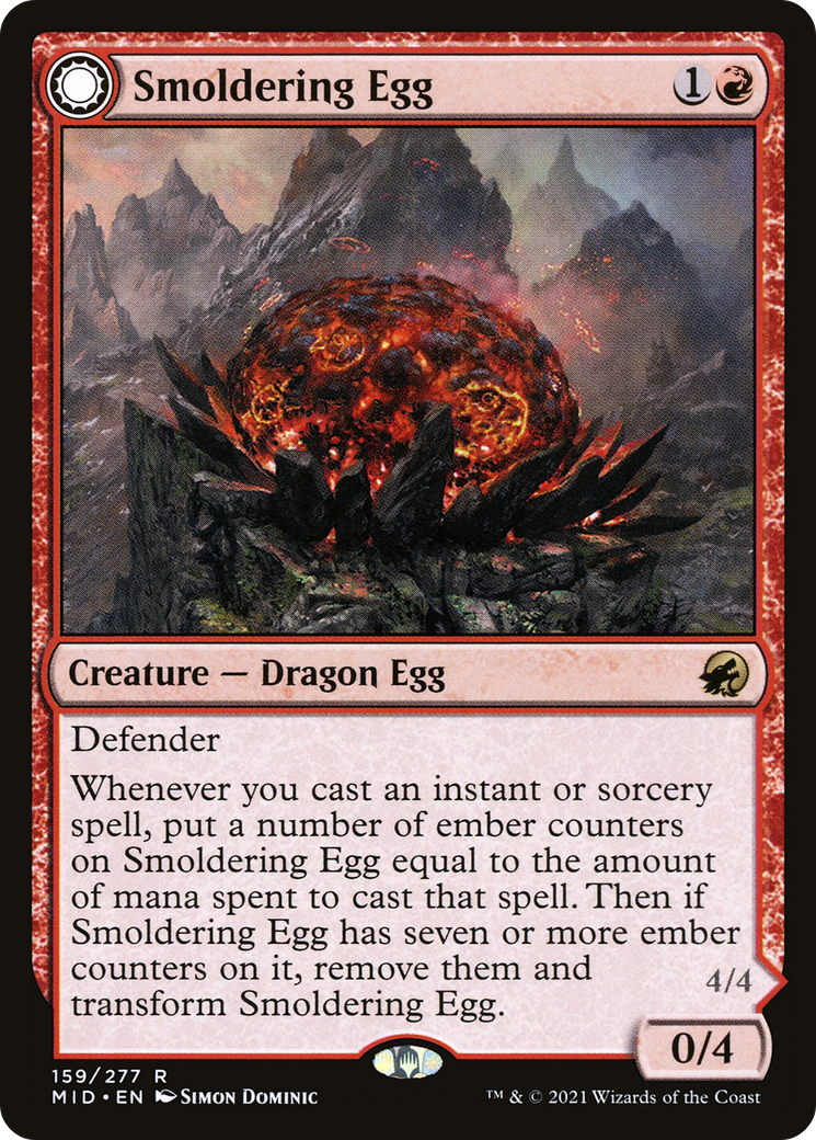 Smoldering Egg // Ashmouth Dragon (MID-159) - Innistrad: Midnight Hunt: (Double Faced Transform) Foil
