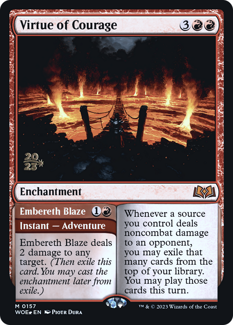 Virtue of Courage // Embereth Blaze (PRE-157) - Wilds of Eldraine Promos Foil