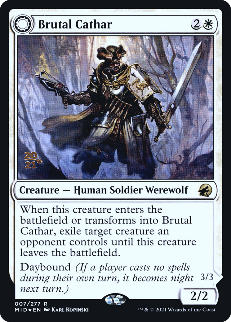 Brutal Cathar // Moonrage Brute (PRE-007) - Innistrad: Midnight Hunt Promos: (Double Faced Transform) Foil