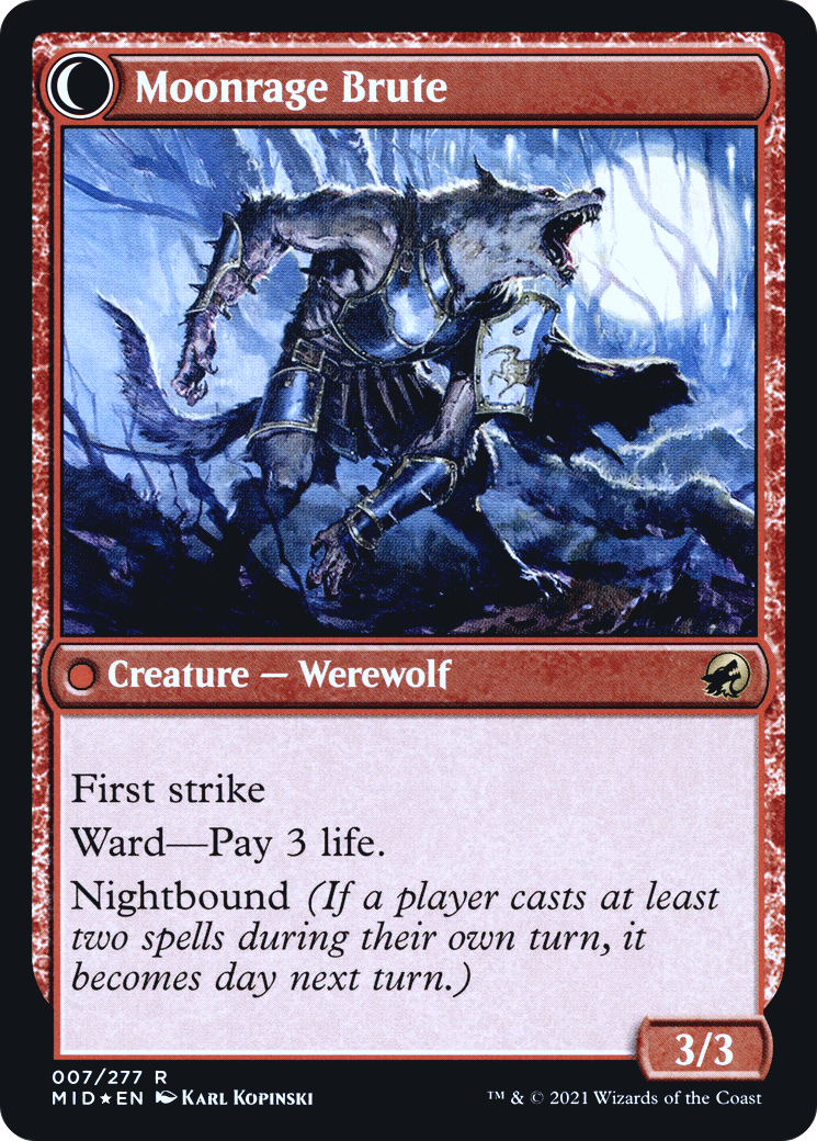 Brutal Cathar // Moonrage Brute (PRE-007) - Innistrad: Midnight Hunt Promos: (Double Faced Transform) Foil