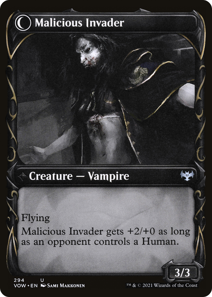 Innocent Traveler // Malicious Invader (VOW-294) - Innistrad: Crimson Vow: (Showcase, Double Faced Transform)