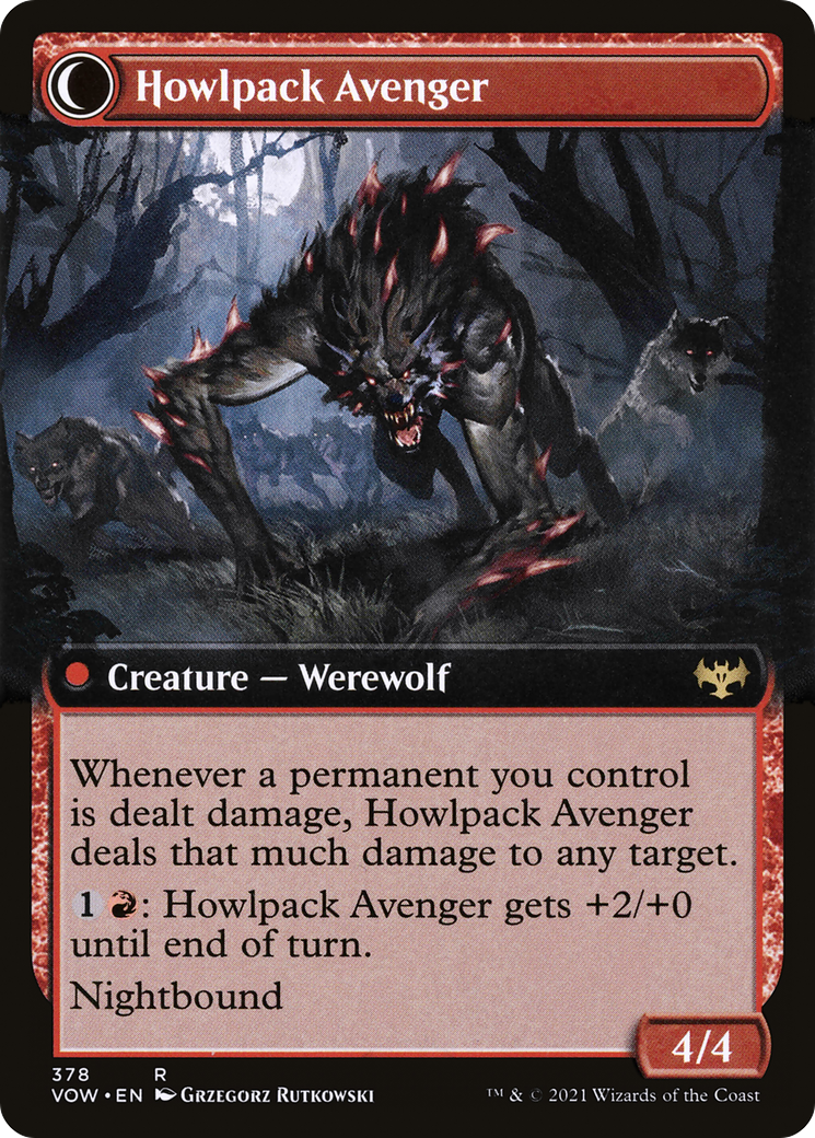 Ill-Tempered Loner // Howlpack Avenger (VOW-378) - Innistrad: Crimson Vow: (Extended Art, Double Faced Transform) Foil