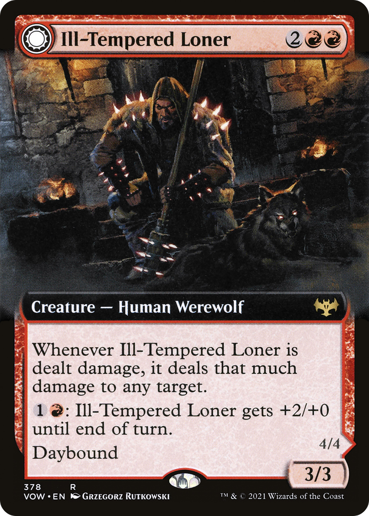 Ill-Tempered Loner // Howlpack Avenger (VOW-378) - Innistrad: Crimson Vow: (Extended Art, Double Faced Transform)