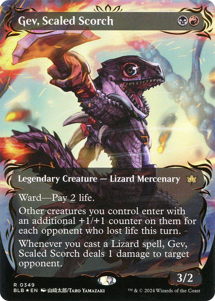 Gev, Scaled Scorch (BLB-349) - Bloomburrow: (Showcase) (Borderless) Foil