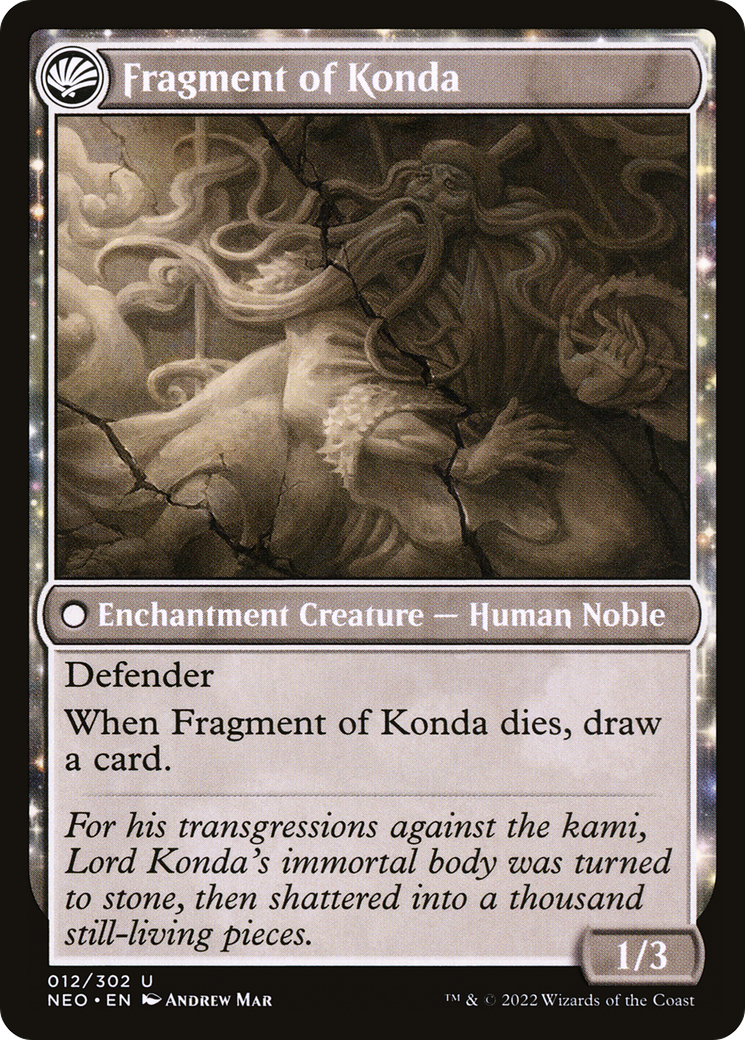 The Fall of Lord Konda // Fragment of Konda (NEO-012) - Kamigawa: Neon Dynasty: (fandfc, enchantment)