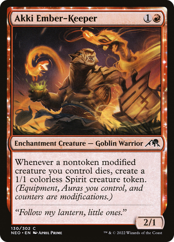 Akki Ember-Keeper (NEO-130) - Kamigawa: Neon Dynasty: (enchantment) Foil