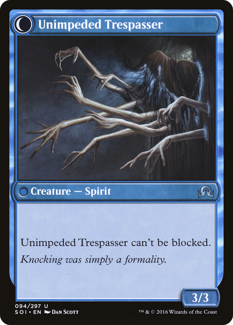 Uninvited Geist // Unimpeded Trespasser (SOI-094) - Shadows over Innistrad: (Double Faced Transform) Foil