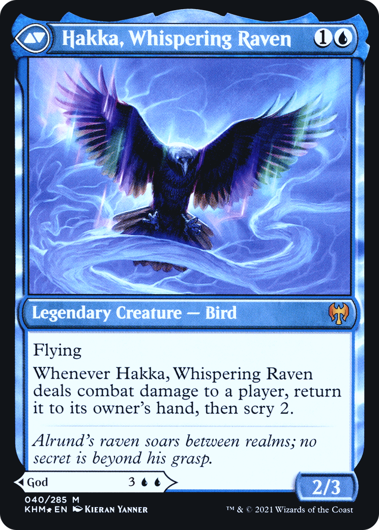 Alrund, God of the Cosmos // Hakka, Whispering Raven (PRE-040) - Kaldheim Promos Foil