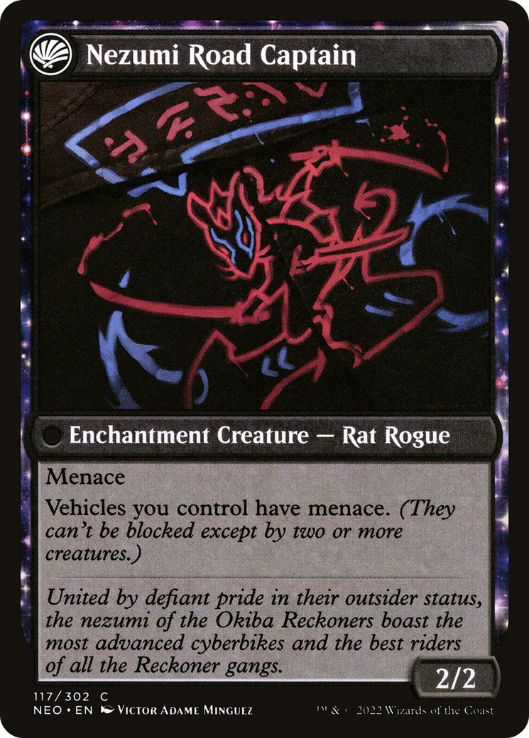 Okiba Reckoner Raid // Nezumi Road Captain (NEO-117) - Kamigawa: Neon Dynasty: (fandfc, enchantment) Foil