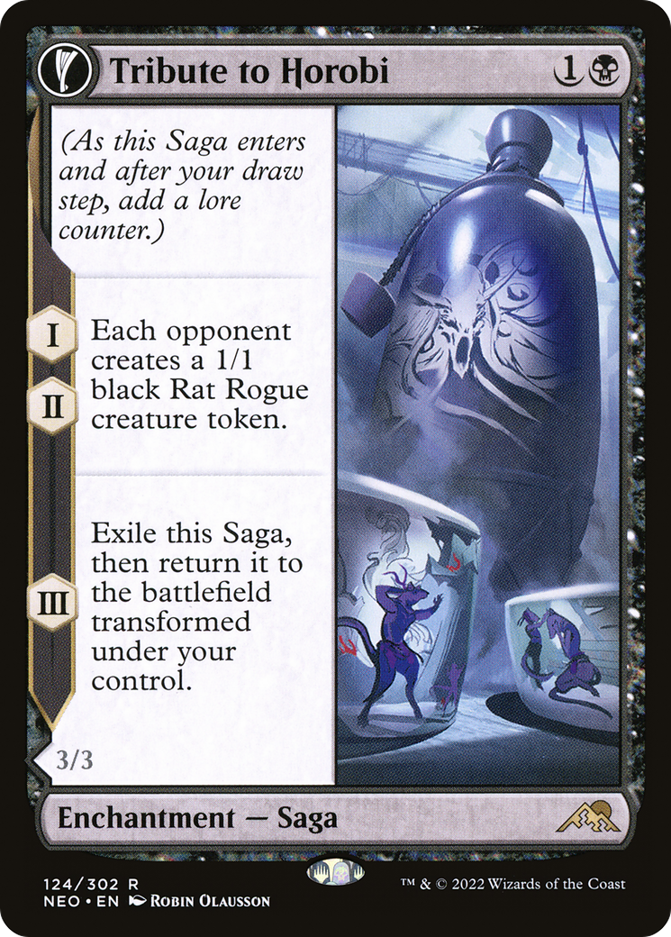 Tribute to Horobi // Echo of Death's Wail (NEO-124) - Kamigawa: Neon Dynasty: (fandfc, enchantment)