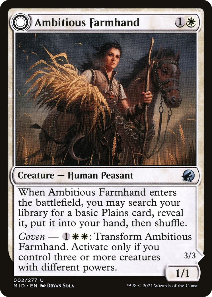 Ambitious Farmhand // Seasoned Cathar (MID-002) - Innistrad: Midnight Hunt: (Double Faced Transform)