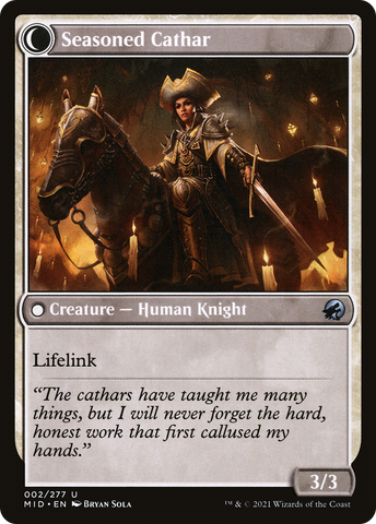 Ambitious Farmhand // Seasoned Cathar (MID-002) - Innistrad: Midnight Hunt: (Double Faced Transform)
