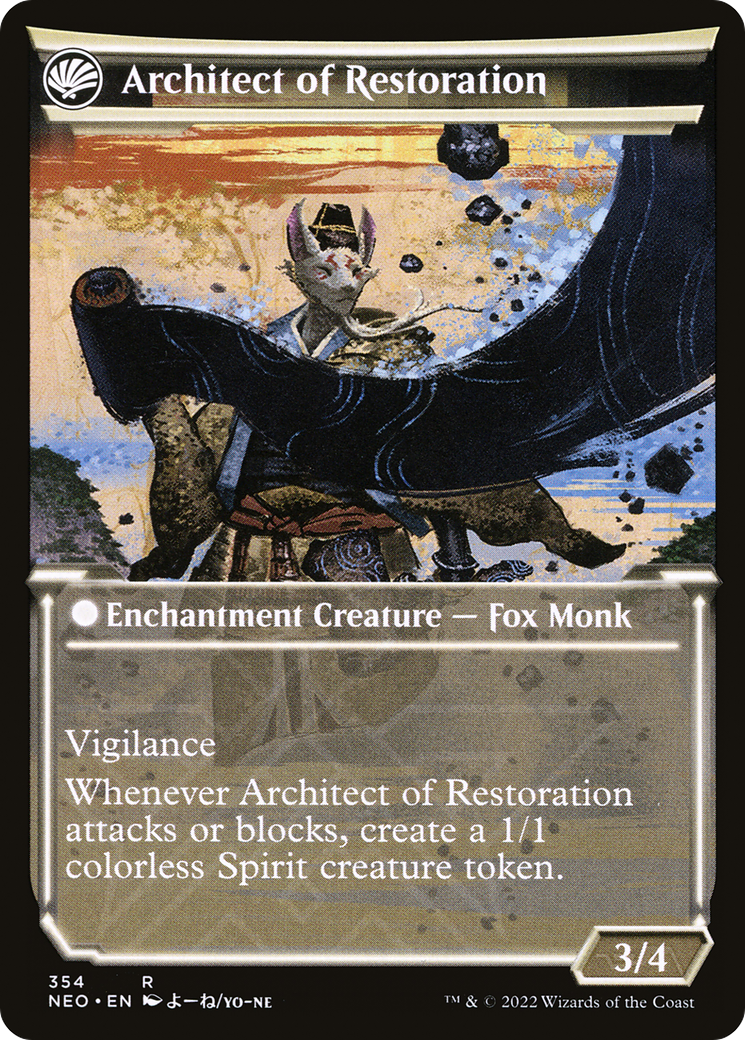 The Restoration of Eiganjo // Architect of Restoration (NEO-354) - Kamigawa: Neon Dynasty: (Showcase, fandfc) Foil
