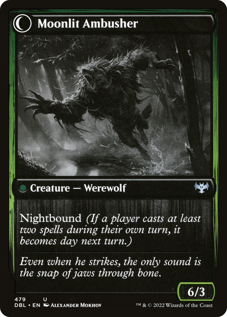 Oakshade Stalker // Moonlit Ambusher (DBL-479) - Innistrad: Double Feature: (Double Faced Transform) Foil