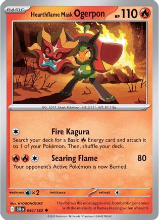 Hearthflame Mask Ogerpon 044  - Reverse Holofoil SV10 Destined Rivals - Uncommon