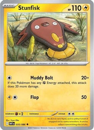 Stunfisk 035/086  - Reverse Holofoil SV White Flare - Uncommon