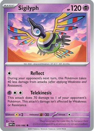 Sigilyph 038/086  - Reverse Holofoil SV White Flare - Uncommon