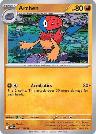 Archen 050/086  - Reverse Holofoil SV White Flare - Uncommon