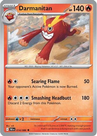 Darmanitan 014/086  - Reverse Holofoil SV Black Bolt - Uncommon