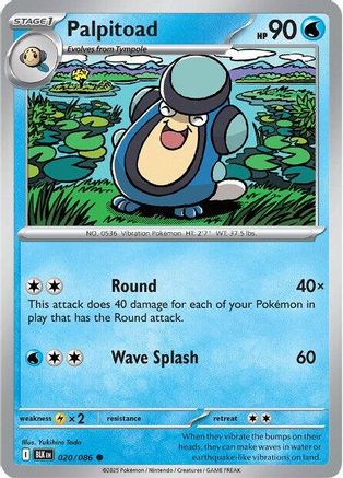 Palpitoad 020/086  - Reverse Holofoil SV Black Bolt - Common