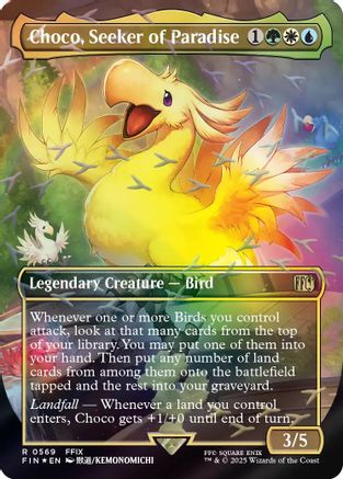 Choco, Seeker of Paradise (Borderless) (Chocobo Track Foil) (FIN-569) - FINAL FANTASY Foil