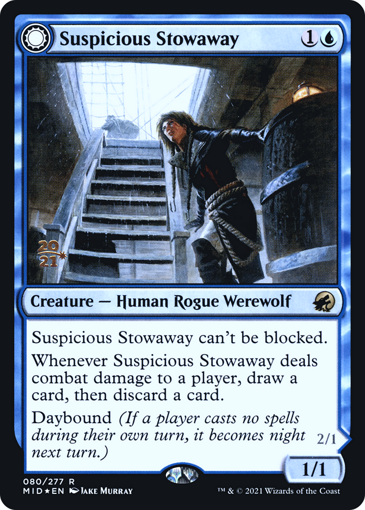 Suspicious Stowaway // Seafaring Werewolf (PRE-80S) - Innistrad: Midnight Hunt Promos: (Double Faced Transform) Foil