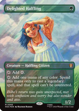 Delighted Halfling (Borderless) (Surge Foil) (HOB-065) - The Hobbit Foil