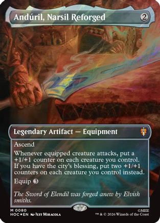 Anduril, Narsil Reforged (Borderless) (Surge Foil) (HOC-080) - The Hobbit: Eternal-Legal Foil
