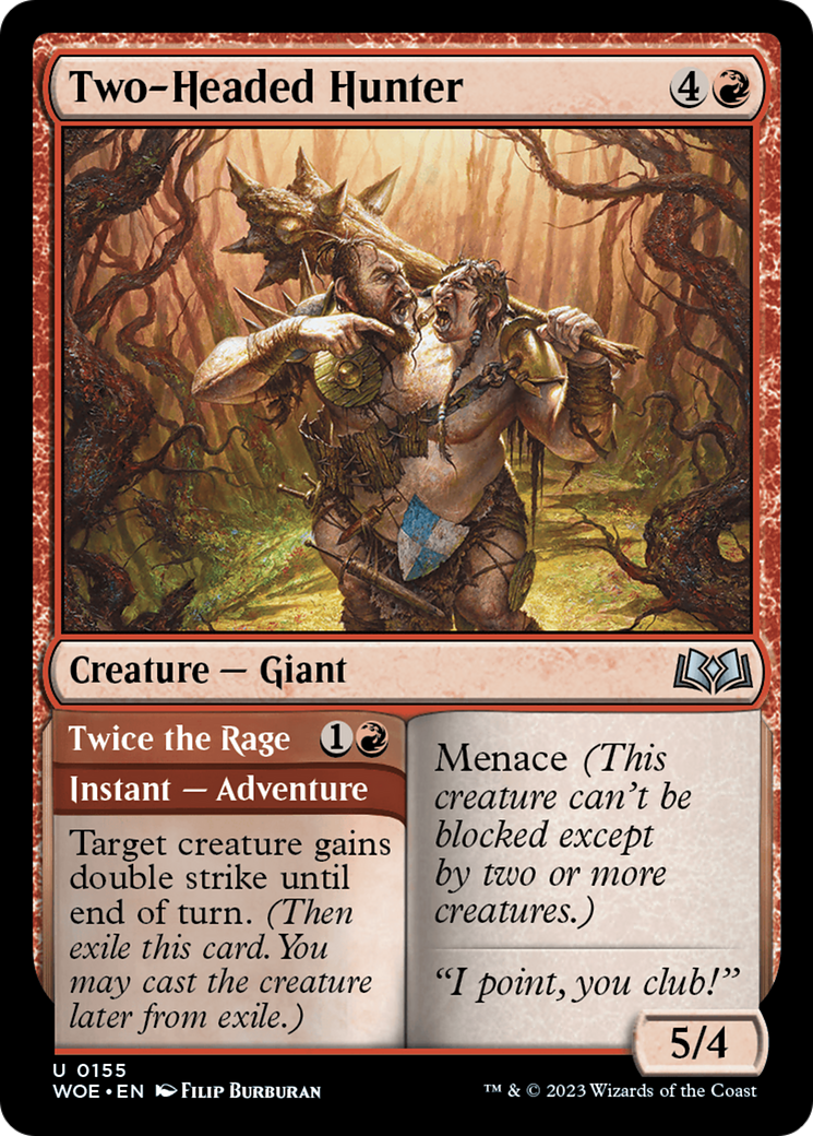 Two-Headed Hunter // Twice the Rage (WOE-155) - Wilds of Eldraine Foil