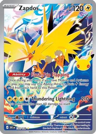 Zapdos 133/128  - Holofoil ME 30th Celebration - Illustration Rare