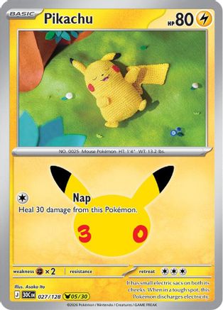 Pikachu 027/128  - Holofoil ME 30th Celebration - Pikachu Rare