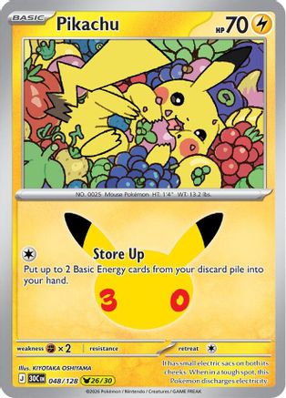 Pikachu 048/128  - Holofoil ME 30th Celebration - Pikachu Rare