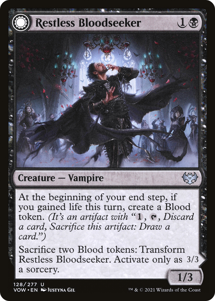Restless Bloodseeker // Bloodsoaked Reveler (VOW-128) - Innistrad: Crimson Vow: (Double Faced Transform) Foil