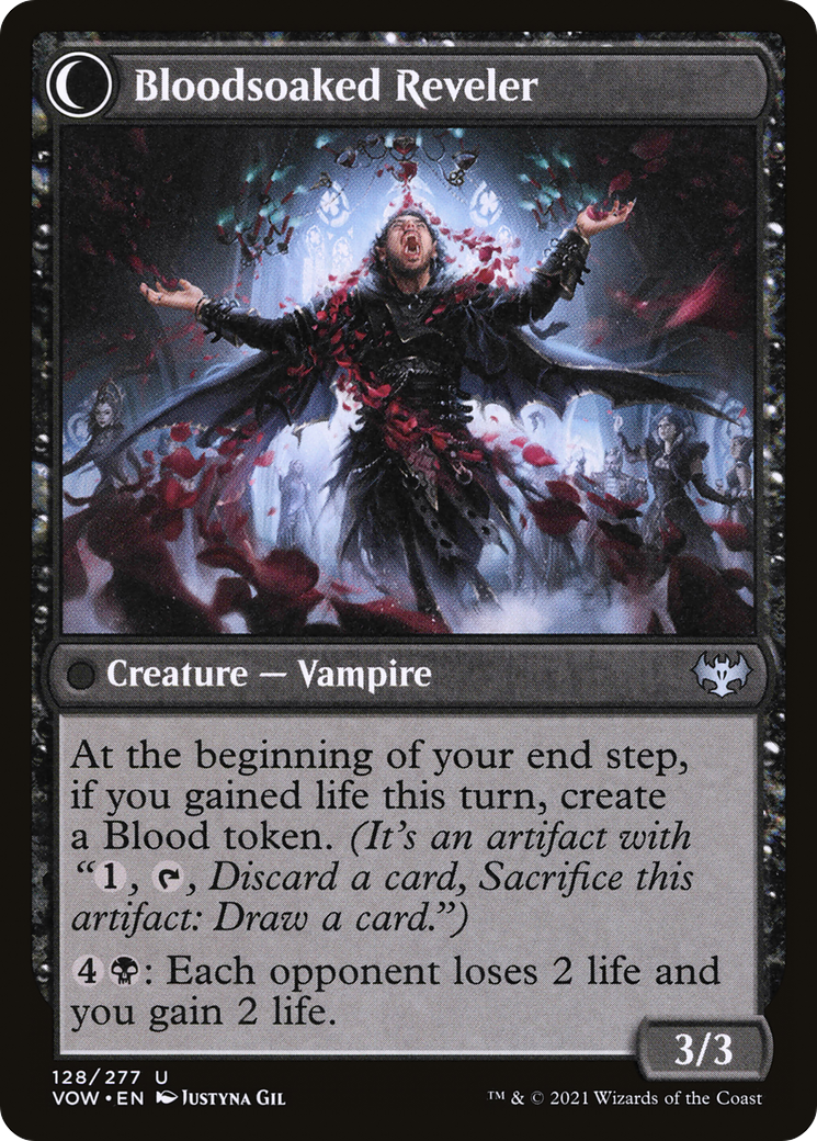 Restless Bloodseeker // Bloodsoaked Reveler (VOW-128) - Innistrad: Crimson Vow: (Double Faced Transform) Foil