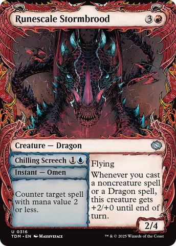 Runescale Stormbrood // Chilling Screech (TDM-316) - Tarkir: Dragonstorm: (Showcase) Foil