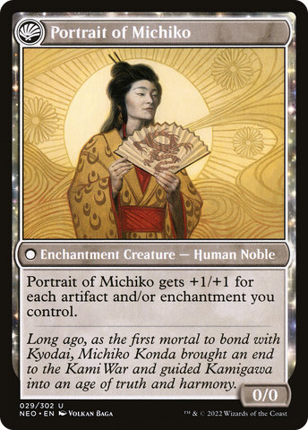 Michiko's Reign of Truth // Portrait of Michiko (NEO-029) - Kamigawa: Neon Dynasty: (fandfc, enchantment)