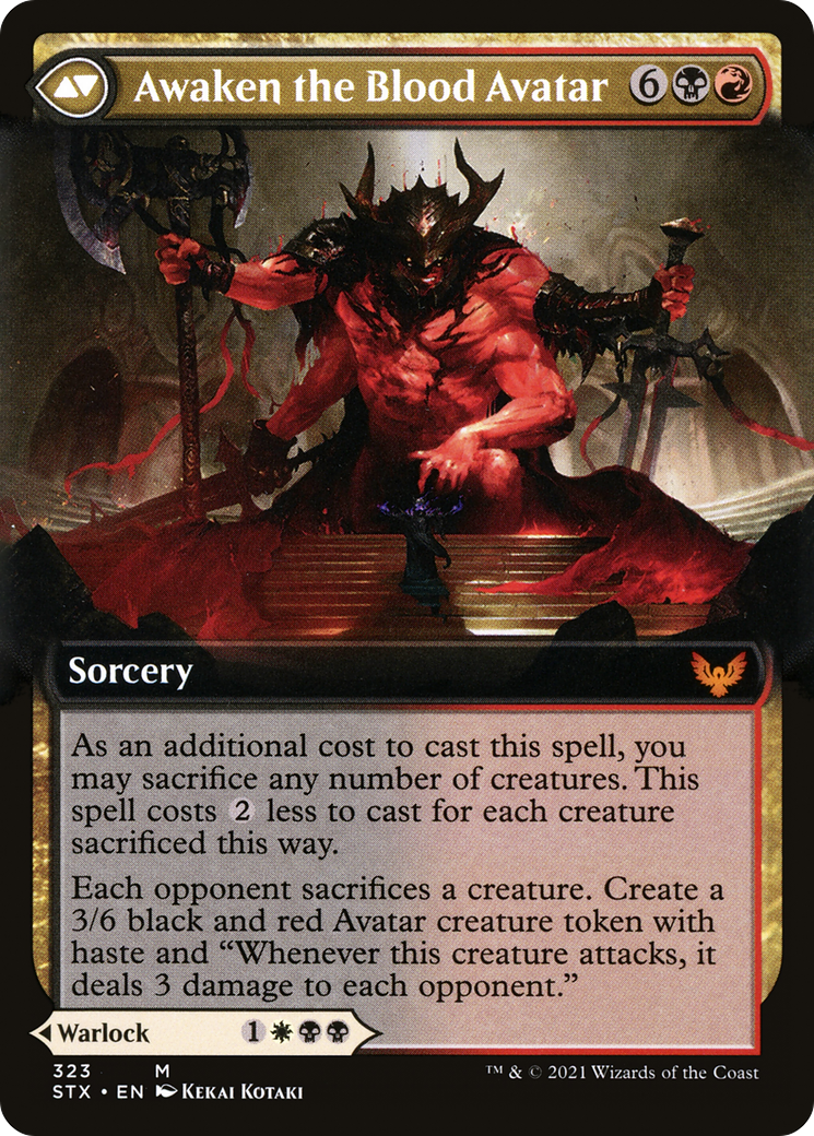 Extus, Oriq Overlord // Awaken the Blood Avatar (STX-323) - Strixhaven: School of Mages: (Extended Art)