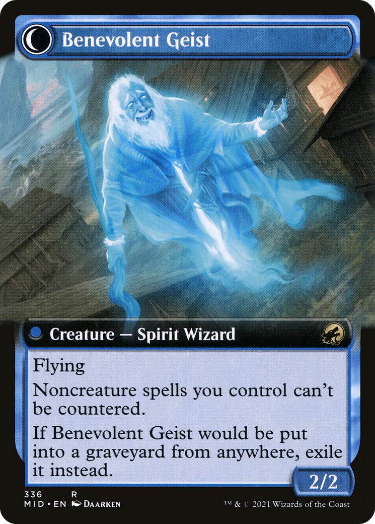 Malevolent Hermit // Benevolent Geist (MID-336) - Innistrad: Midnight Hunt: (Extended Art, Double Faced Transform)