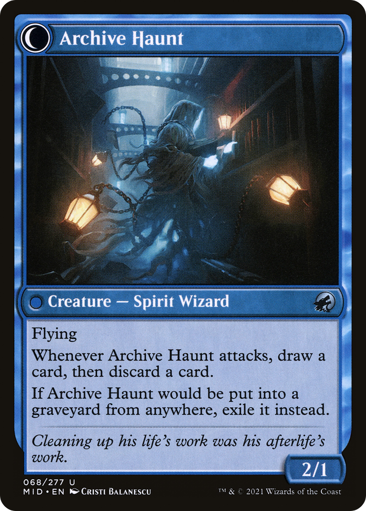 Overwhelmed Archivist // Archive Haunt (MID-068) - Innistrad: Midnight Hunt: (Double Faced Transform) Foil
