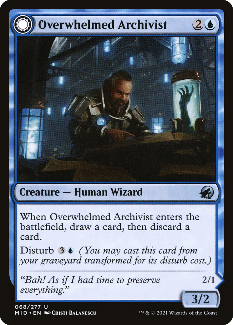 Overwhelmed Archivist // Archive Haunt (MID-068) - Innistrad: Midnight Hunt: (Double Faced Transform) Foil