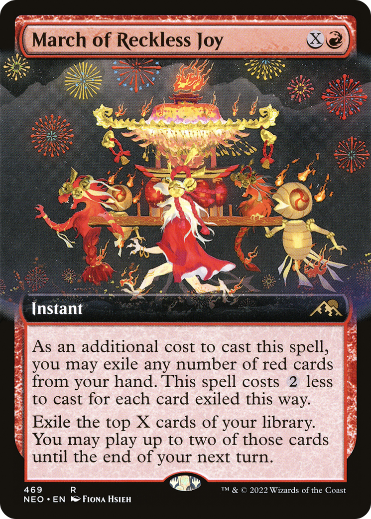 March of Reckless Joy (NEO-469) - Kamigawa: Neon Dynasty: (Extended Art)